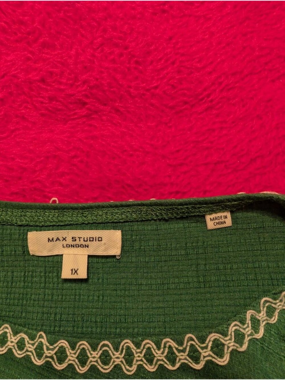 Max Studio Green Embroidered Flutter Sleeve Blouse Top Plus Size 1X Boho 2W02S77 - Picture 5 of 7